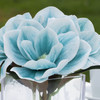 Artificial Real Touch Magnolia Flower Arrangement in Cube Glass Vase With Faux Water(Blue)