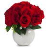 18 Heads Artificial Silk Rose Flower Arrangement in Ceramic Pot (Red)