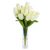 18 Heads Artificial Tulip Flower Arrangement in Glass Vase(White) 18 Heads Artificial Tulip Flower Arrangement in Glass Vase(White)
