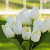 18 Heads Artificial Tulip Flower Arrangement in Glass Vase(White) 18 Heads Artificial Tulip Flower Arrangement in Glass Vase(White)