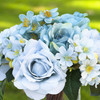Mixed Artificial Rose Flower Arrangement in Clear Glass Vase(Blue)