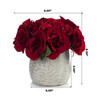 Artificial Velvet Rose Flower  in Ceramic Pot (Red)