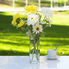 Artificial Silk Daisy Flower Arrangement in Clear Glass Vase