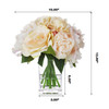Mixed Artificial Peony Rose and Hydrangea Flower With Clear Glass Vase(Peach)