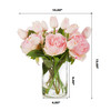 Mixed Artificial Real Touch Tulip and Peony Flower in Clear Glass Vase(Pink)