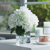 Artificial Silk Hydrangea Flower in Clear Glass Vase With Faux Water(Cream)