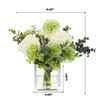 Mixed Artificial Silk Rose  Flowers and  Greenery in Cube  Glass Vase With Faux Water