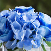 Mixed Artificial Silk Rose and Hydrangea Flowers in Clear Glass Vase With Faux Water(Blue)