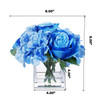 Mixed Artificial Silk Rose and Hydrangea Flowers in Clear Glass Vase With Faux Water(Blue)
