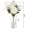Large Silk Dahlia Flower Arrangement in Clear Glass Vase with Plastic Pearl (Cream)