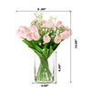 18 Mixed Artificial Real Touch Tulip Flower Arrangement in Clear Glass Vase with Faux Water(Pink)