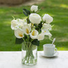 Mixed Artificial Real Touch Lily and Rose Flower Arrangement in Clear Glass Vase with Faux Water(White)