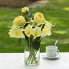 Mixed Artificial Real Touch Lily and Rose Flower Arrangement in Clear Glass Vase with Faux Water(Yellow)