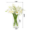 Mixed Artificial Real Touch Lily and Baby Breath Flower Arrangement in Clear Glass Vase with Faux Water