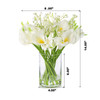 18 Mixed Artificial Real Touch Lily Flower Arrangement in Clear Glass Vase with Faux Water(White)
