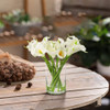 20 Pieces Artificial Real Touch Lily Flower Arrangement in Clear Glass Vase with Faux Water(White)