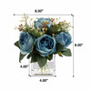 Artificial Silk Peony Flowers  in Clear Glass Vase With Faux Water (Blue)