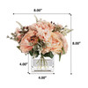 Mixed Artificial Silk Peony Flowers  in Clear Glass Vase With Faux Water (Champagne)