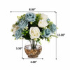18 Heads Pink Silk Rose Flower in Clear Glass Vase With Faux Water and River Stone(Blue Cream)