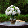 18 Heads Pink Silk Rose Flower in Clear Glass Vase With Faux Water and River Stone(Cream) 18 Heads Pink Silk Rose Flower in Clear Glass Vase With Faux Water and River Stone(Cream)