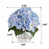 Silk Hydrangea Flower Arrangement in Clear White Vase with Faux Water(Blue)