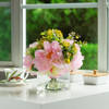 Mixed Silk Peony Flower in Clear Glass Vase With Faux Water