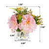 Mixed Silk Peony Flower in Clear Glass Vase With Faux Water