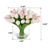 40 Pieces Real Touch Tulip Arrangement in Clear Glass Vase (Pink White)