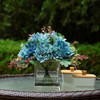 Mixed Daisy Flower Arrangement in Glass Vase with Acrylic Water (Blue)