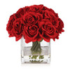 16 Heads Silk Rose Flowers in Glass Vase with Faux Water(Red) 16 Heads Silk Rose Flowers in Glass Vase with Faux Water(Red)