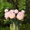 13" Artificial Silk Rose Flowers in Glass Vase with Faux Water(Light  Pink)