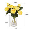 13"Artificial Silk Rose Flowers in Glass Vase with Faux Water(Yellow)