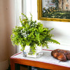 8"Mixed Faux Greenery Plant in Glass Vase