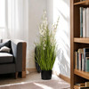 36" Mixed Artificial Grass and Orchid Flowers in Black Nursery Pot (White) 36" Mixed Artificial Grass and Orchid Flowers in Black Nursery Pot (White)