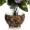 18 Heads Silk Rose Flower in Glass Vase With Faux Water and River Stone (Purple)