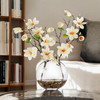 Real Touch Magnolia Flower Arrangement in Glass Vase with Faux Water (Cream Peach)