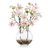 Real Touch Magnolia Flower Arrangement in Glass Vase with Faux Water (Cream Pink)