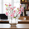 Real Touch Magnolia Flower Arrangement in Glass Vase with Faux Water (Pink)