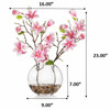 Real Touch Magnolia Flower Arrangement in Glass Vase with Faux Water (Pink)