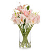 Artificial Real Touch Lily Flower Arrangement in Clear Glass Vase with Faux Water (Pink) Artificial Real Touch Lily Flower Arrangement in Clear Glass Vase with Faux Water (Pink)
