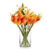 Artificial Real Touch Lily Flower Arrangement in Clear Glass Vase with Faux Water (Orange) Artificial Real Touch Lily Flower Arrangement in Clear Glass Vase with Faux Water (Orange)