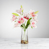 Real Touch Tiger Lily Flower Arrangement in Clear Glass Vase with Faux Water (Pink)