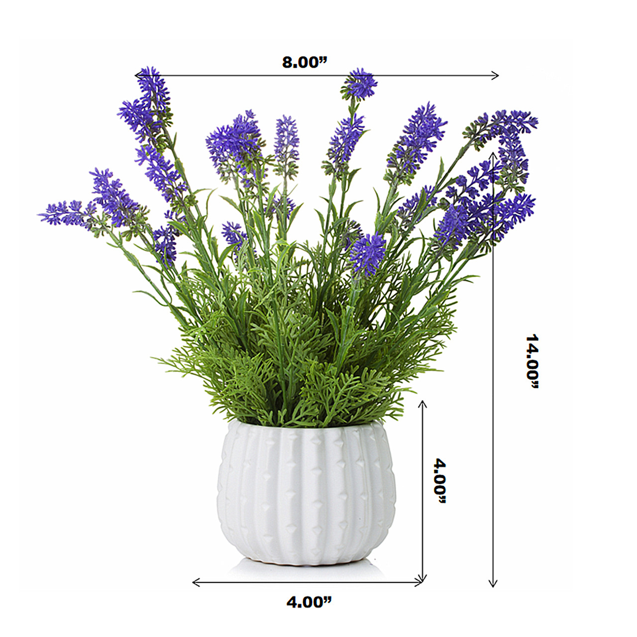 Artificial Lavender Flower in White Ceramic Pot