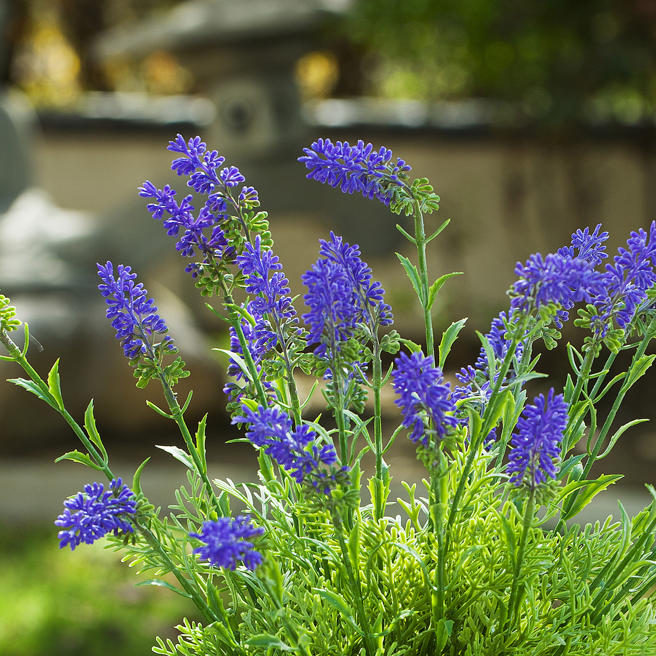 Artificial Lavender Flower in White Ceramic Pot
