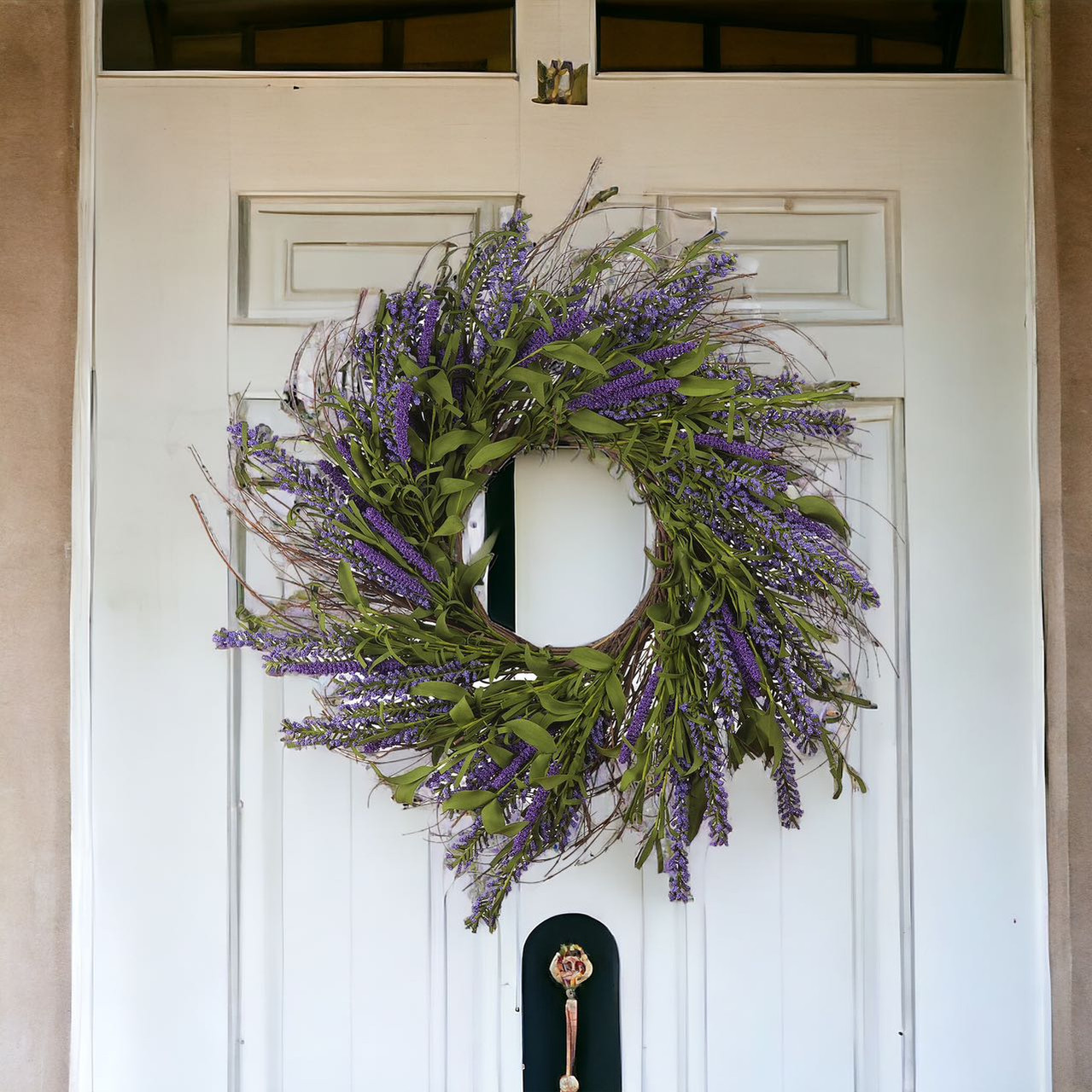 24" Mixed Artificial Lavender Flower Wreath for Front Door