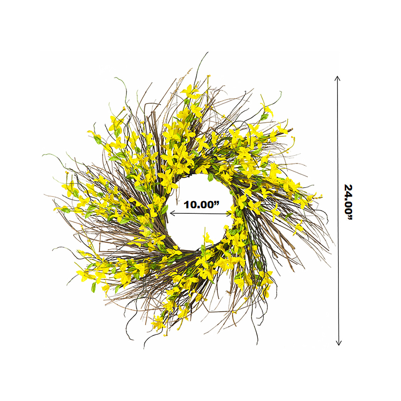 24"Mixed Artificial Forsythia Flower Wreath for Front Door