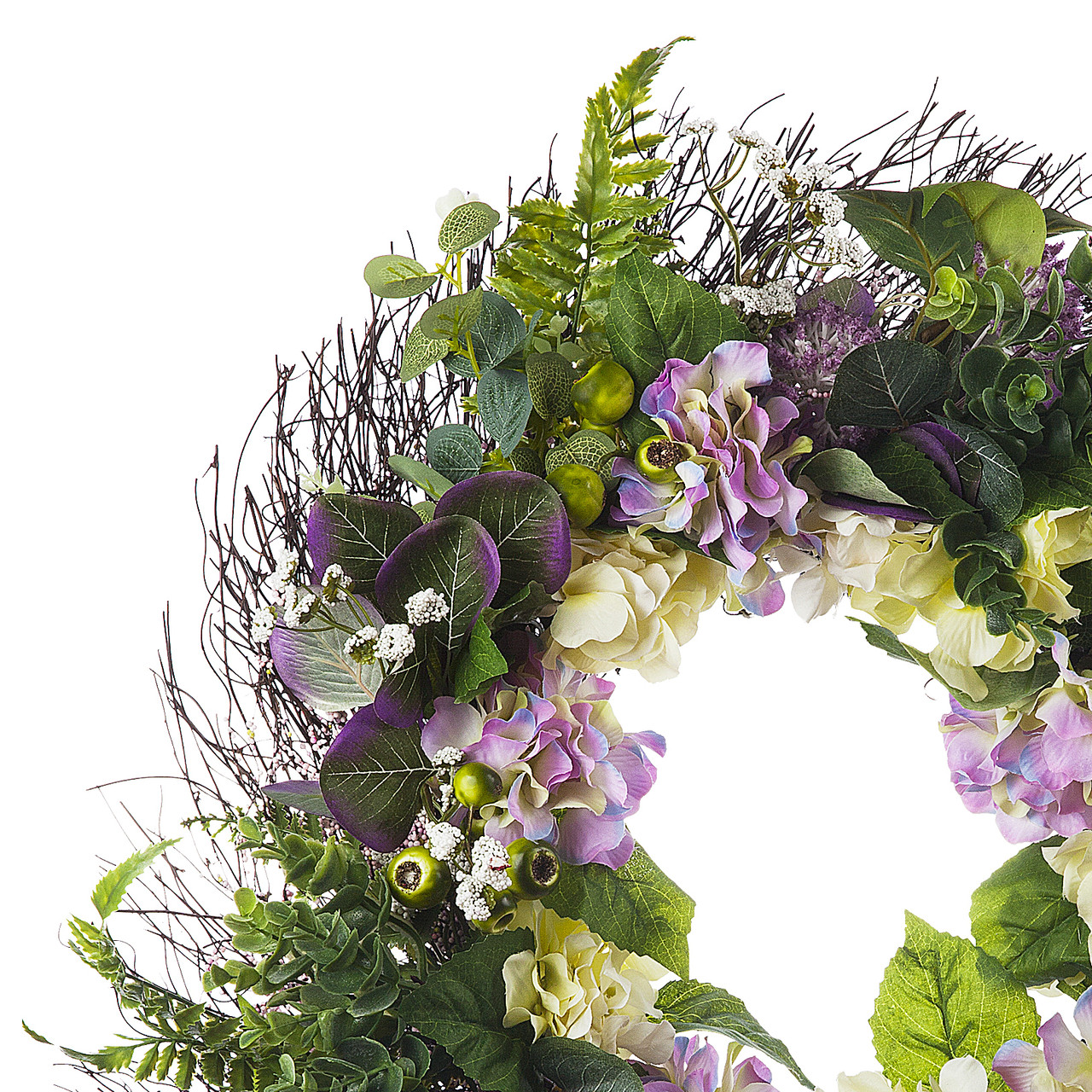 24" Artificial Mixed Hydrangea Flower Wreath for Front Door