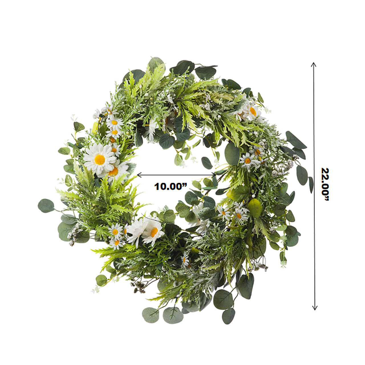 22" Artificial Daisy Flower Wreath for Front Door