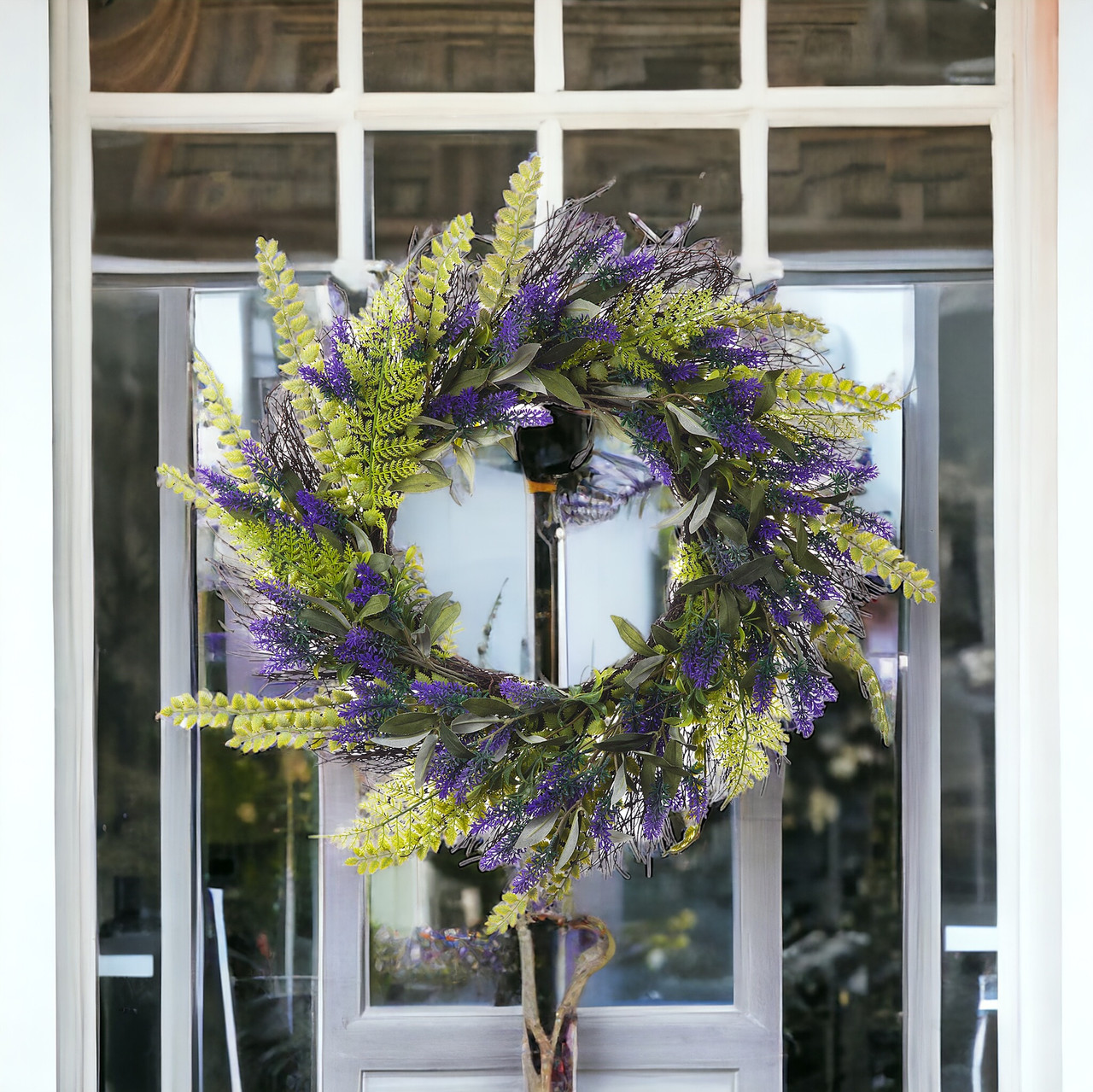 24" Artificial Lavender Flower Wreath for Front Door
