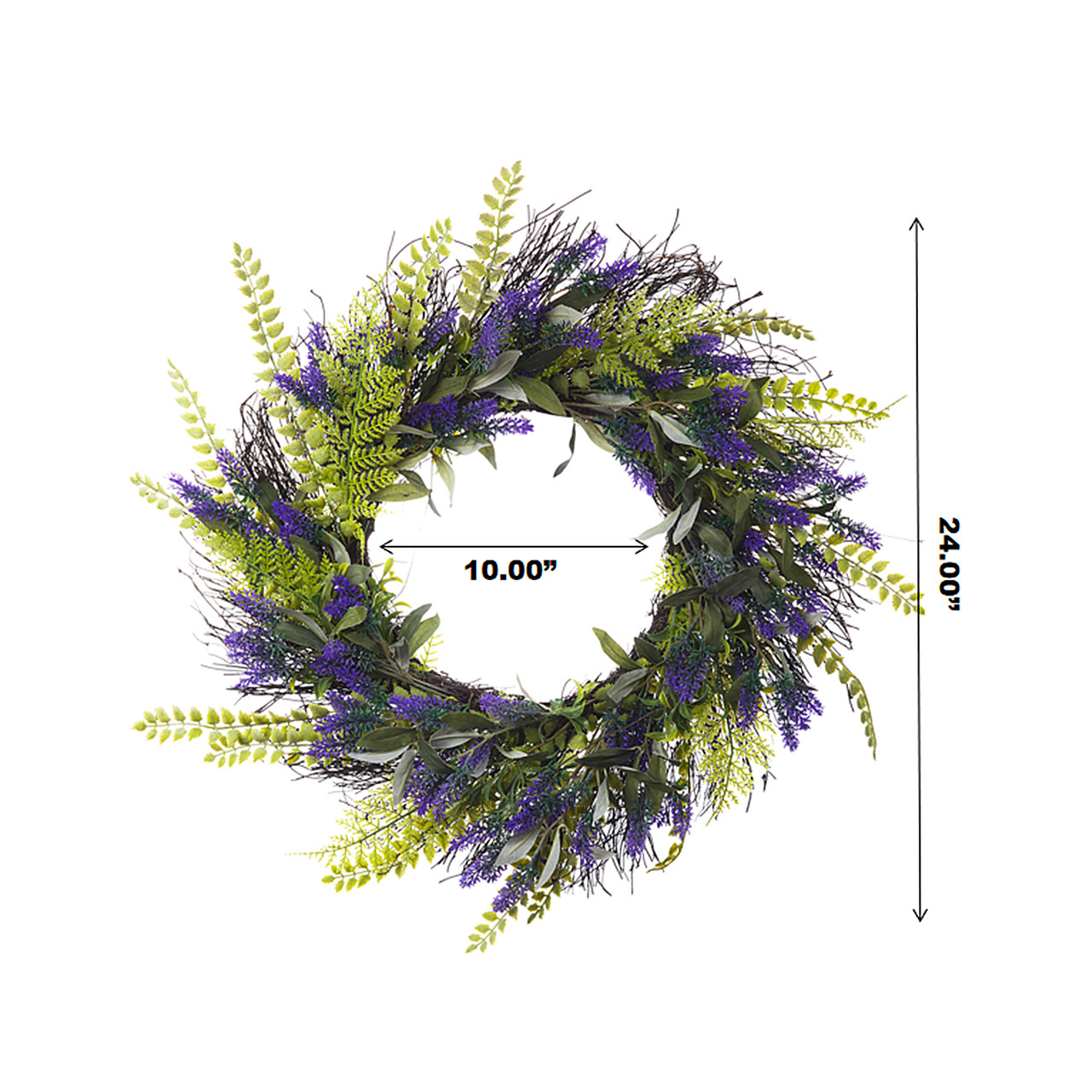 24" Artificial Lavender Flower Wreath for Front Door